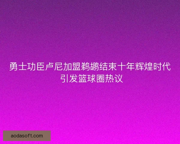 勇士功臣卢尼加盟鹈鹕结束十年辉煌时代 引发篮球圈热议